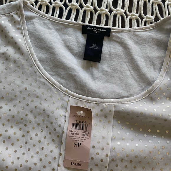 NWT Ann Taylor gold polka dot blouse - Picture 3 of 7